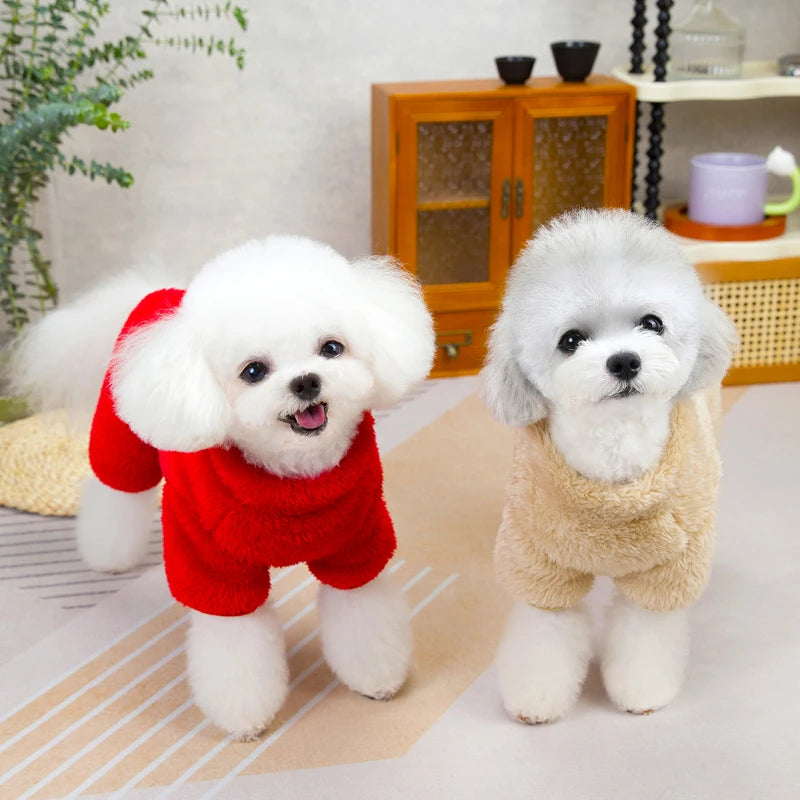 Winter Dog Jumpsuit Coat - Warm Fleece Pet Jacket with Zipper & Harness for Small Dogs Cats Ditzy Petunia