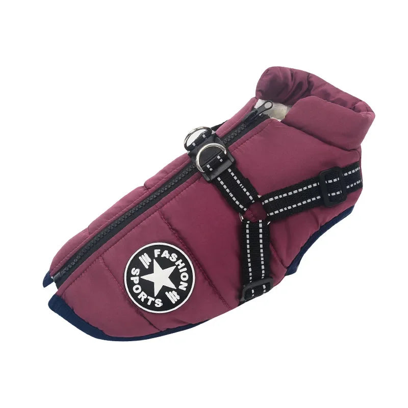 Waterproof Dog Jacket with Harness - Winter Warm Coat for Small to Large Dogs Ditzy Petunia