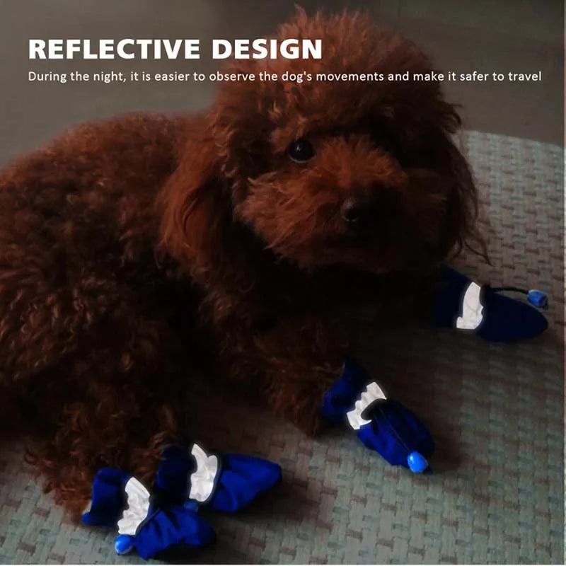 4pcs Anti-skid Waterproof Dog Boots – Warm, Non-Slip Paw Protectors for Small and Medium Dogs