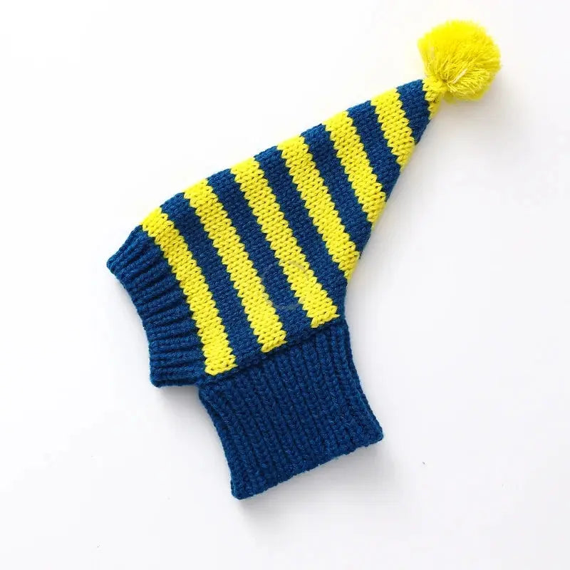Whippet-Iggy Warm Knitted Pet Hat - Striped Italian Greyhound Winter Hat Ditzy Petunia
