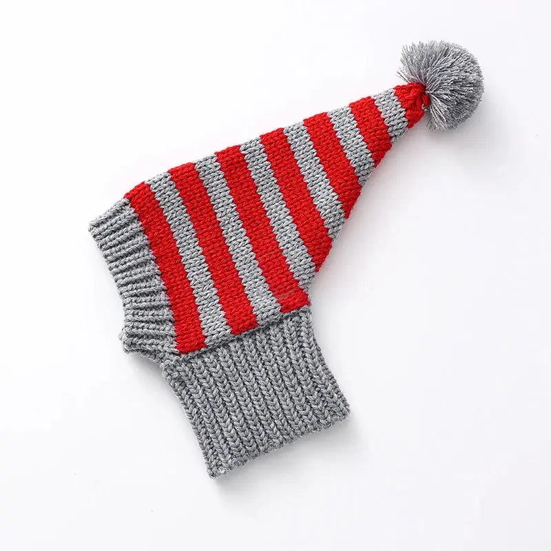 Whippet-Iggy Warm Knitted Pet Hat - Striped Italian Greyhound Winter Hat Ditzy Petunia