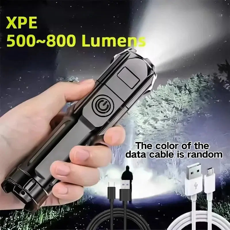 4-Mode LED Flashlight – Telescopic Zoom Tactical Torch | USB Rechargeable Long-Range Spotlight for Camping & Outdoors Ditzy Petunia