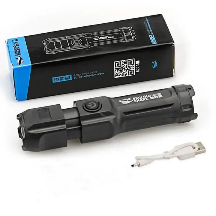 4-Mode LED Flashlight – Telescopic Zoom Tactical Torch | USB Rechargeable Long-Range Spotlight for Camping &amp; Outdoors Ditzy Petunia