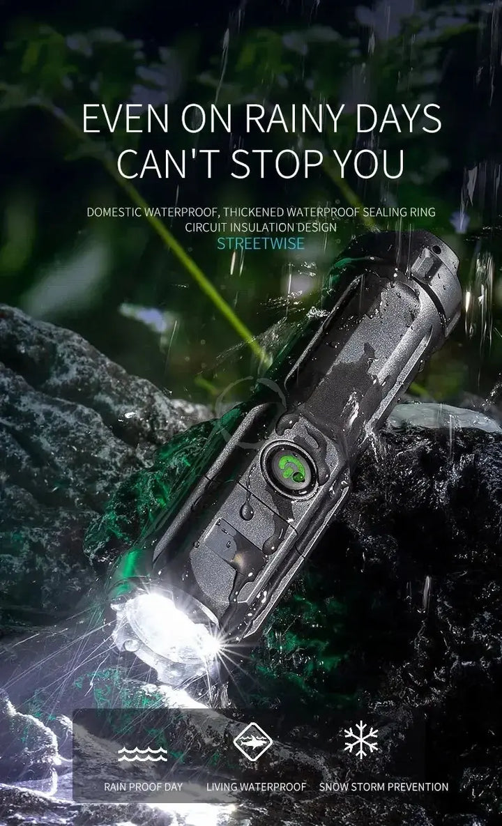 4-Mode LED Flashlight – Telescopic Zoom Tactical Torch | USB Rechargeable Long-Range Spotlight for Camping &amp; Outdoors Ditzy Petunia