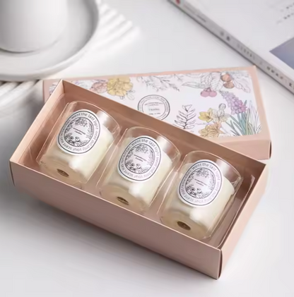 Long-Lasting Natural Soy Wax Candle Set - 3-Pack, 40-50 Hours Burn Time | Stress Relief, Safe for Pets & Babies | Gift Set Classic & Spicy Scent Options