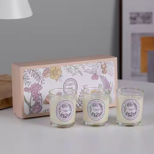 Long-Lasting Natural Soy Wax Candle Set - 3-Pack, 40-50 Hours Burn Time | Stress Relief, Safe for Pets & Babies | Gift Set Classic & Spicy Scent Options - Ditzy Petunia