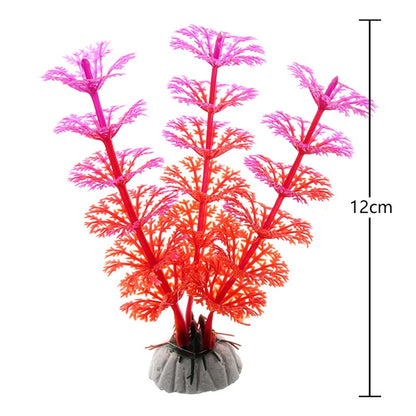 Artificial Aquarium Plant Decoration – Plastic Greenery with Resin Base