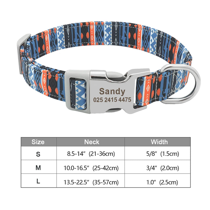 Personalized Nylon Dog or Cat Collar with Engraved ID – Adjustable Anti-Lost Nameplate for Small, Medium &amp; Large Dogs Ditzy Petunia