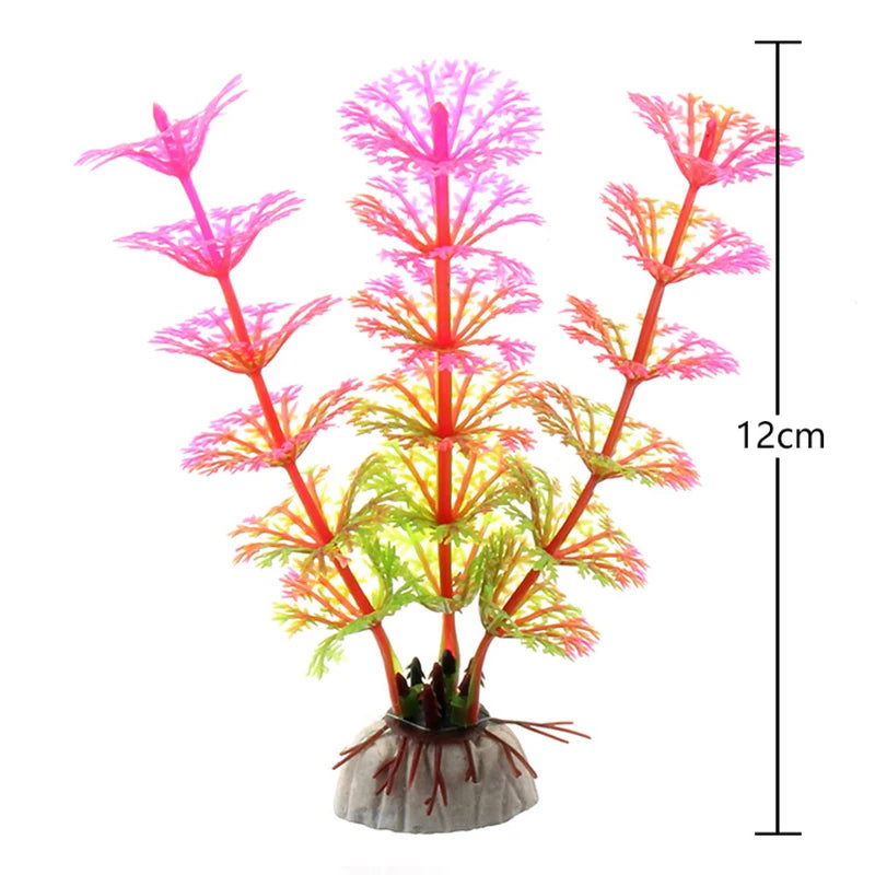 Artificial Aquarium Plant Decoration – Plastic Greenery with Resin Base