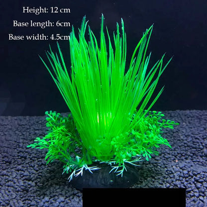 Artificial Aquarium Plant Decoration – Plastic Greenery with Resin Base