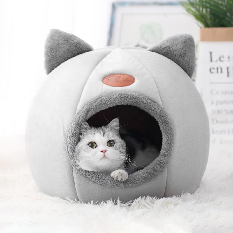 Warm Cat Cave Bed – Removable, Breathable &amp; Non-Slip Kitten House