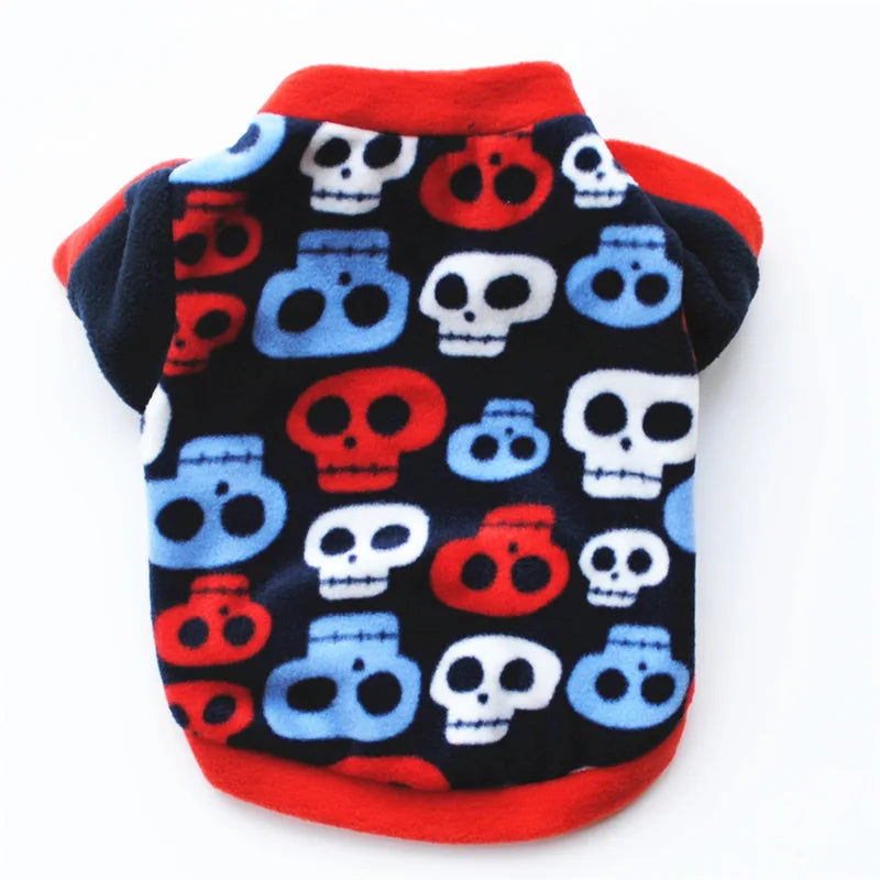 Cute Skull Print Dog Clothes - Winter Fleece Coat for Small Dogs - French Bulldog &amp; Chihuahua Clothing Ditzy Petunia