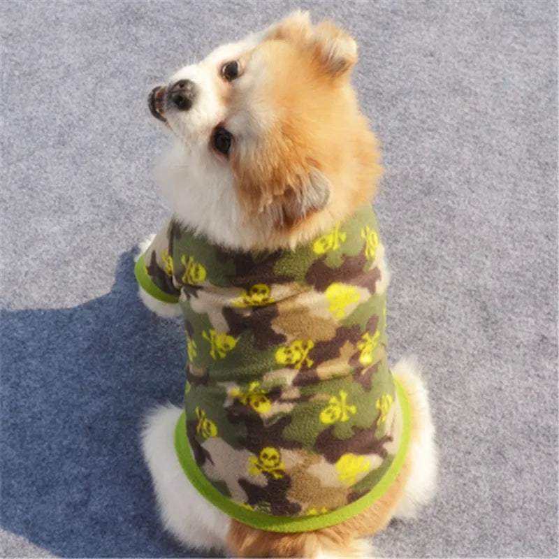 Warm Fleece Pet Dog Clothes Cute Skull Printed Pet Coat Puppy Dogs Shirt Jacket French Bulldog Pullover Camouflage Dog Clothing - Ditzy Petunia