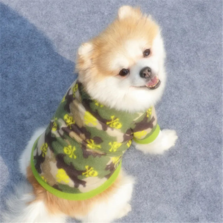 Warm Fleece Pet Dog Clothes Cute Skull Printed Pet Coat Puppy Dogs Shirt Jacket French Bulldog Pullover Camouflage Dog Clothing - Ditzy Petunia