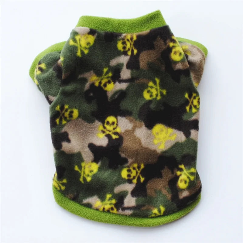 Cute Skull Print Dog Clothes - Winter Fleece Coat for Small Dogs - French Bulldog &amp; Chihuahua Clothing Ditzy Petunia