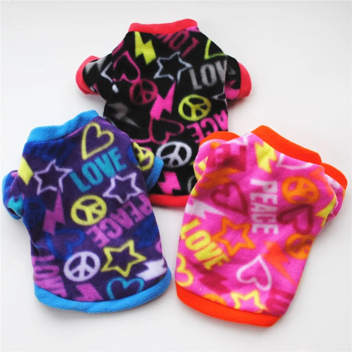 Cute Skull Print Dog Clothes - Winter Fleece Coat for Small Dogs - French Bulldog &amp; Chihuahua Clothing Ditzy Petunia
