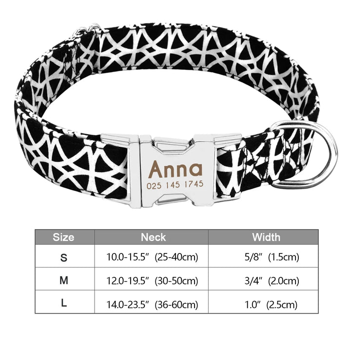 Personalized Nylon Dog or Cat Collar with Engraved ID – Adjustable Anti-Lost Nameplate for Small, Medium &amp; Large Dogs Ditzy Petunia