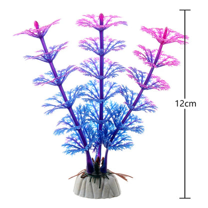 Artificial Aquarium Plant Decoration – Plastic Greenery with Resin Base