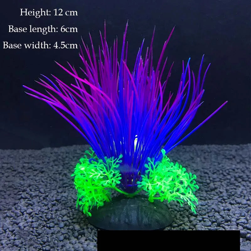 Artificial Aquarium Plant Decoration – Plastic Greenery with Resin Base