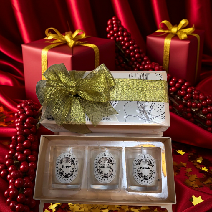 Long-Lasting Natural Soy Wax Candle Set - 3-Pack, 40-50 Hours Burn Time | Stress Relief, Safe for Pets &amp; Babies | Gift Set Classic &amp; Spicy Scent Options - Ditzy Petunia