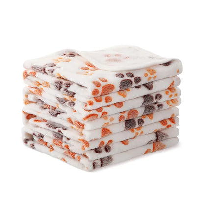 Ultra-Soft Coral Fleece Pet Blanket – Elephant & Paw Print Designs