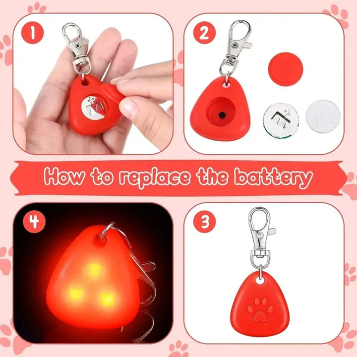 Waterproof LED Dog Collar Light – Silicone Safety Pendant with Replaceable Battery for Night Walks - Ditzy Petunia