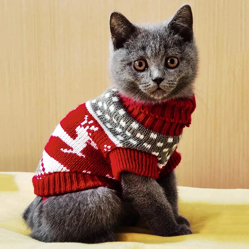Lovely Pet Cat Sweater - Warm & Stylish Wool Sweater for Cats - Cartoon Design in Multiple Sizes Ditzy Petunia