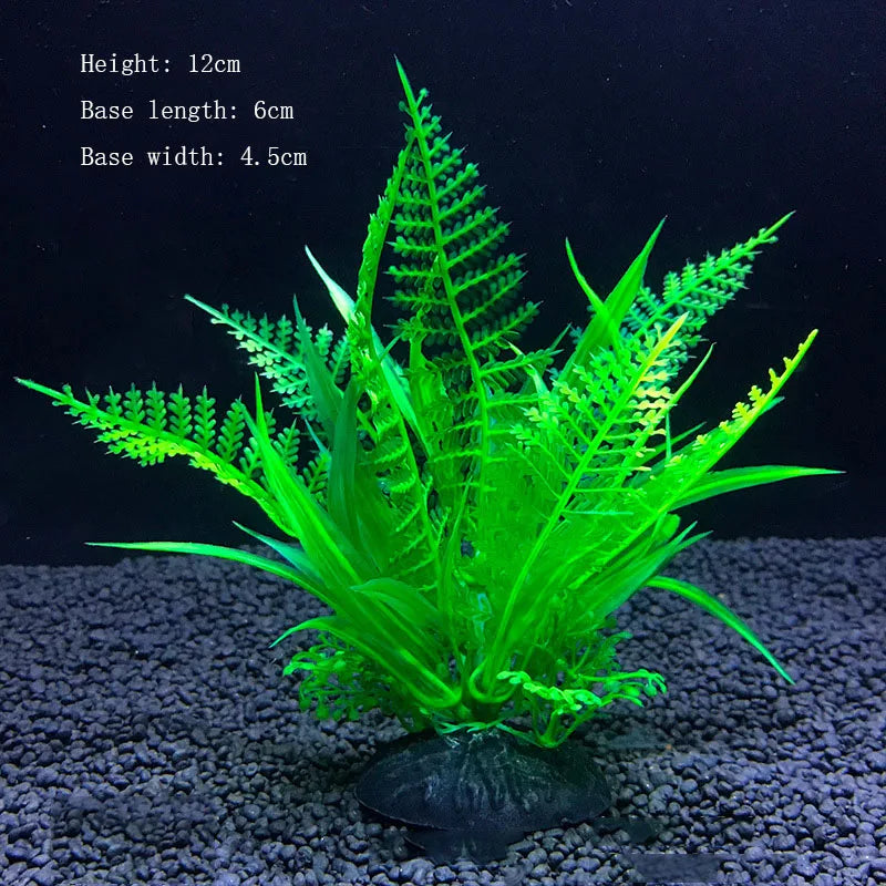 Artificial Aquarium Plant Decoration – Plastic Greenery with Resin Base