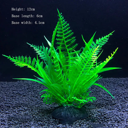 Artificial Aquarium Plant Decoration – Plastic Greenery with Resin Base