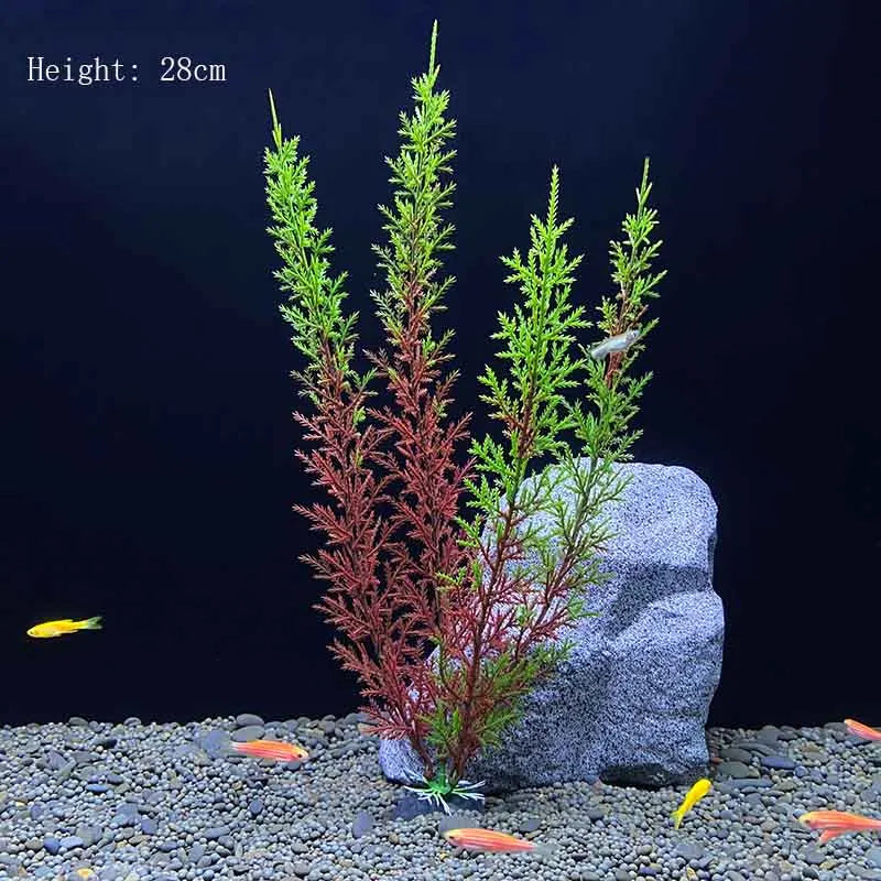 Artificial Aquarium Plant Decoration – Plastic Greenery with Resin Base