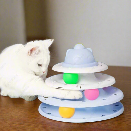 4-Level Cat Tower Ball Toy – Interactive Puzzle & Play Track