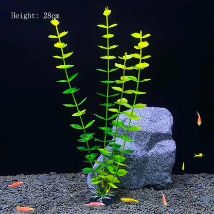 Artificial Aquarium Plant Decoration – Plastic Greenery with Resin Base