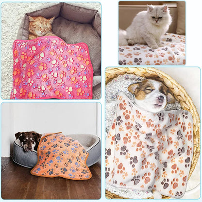 Ultra-Soft Coral Fleece Pet Blanket – Elephant & Paw Print Designs