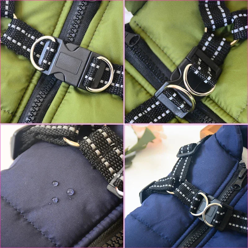 Waterproof Dog Jacket with Harness - Winter Warm Coat for Small to Large Dogs Ditzy Petunia