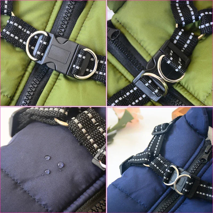 Waterproof Dog Jacket with Harness - Winter Warm Coat for Small to Large Dogs Ditzy Petunia