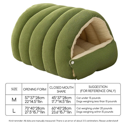 Winter Plush Cat Bed – Cozy Enclosed Cat Cave for Cats & Small Dogs