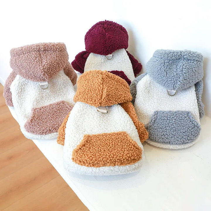 Berber Fleece Puppy Dog Hooded Sweater - Ditzy Petunia