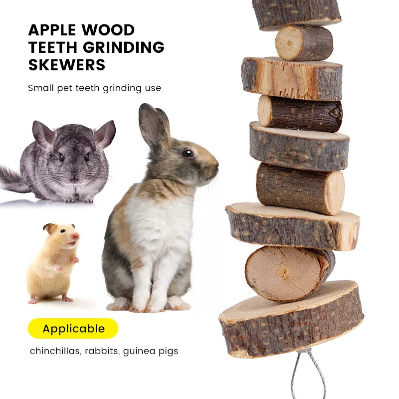 Natural Wooden Rabbit Chew Toy – Teeth Grinding & Stress Relief for Small Rodents | Hamster, Chinchilla, Squirrel, Parrot Chew Toy Ditzy Petunia