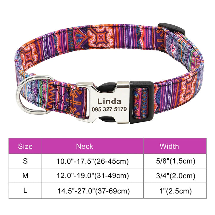 Personalized Nylon Dog or Cat Collar with Engraved ID – Adjustable Anti-Lost Nameplate for Small, Medium &amp; Large Dogs Ditzy Petunia