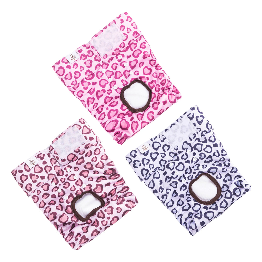 Washable Female Dog Diapers – Reusable Leak-Proof Diapers for Dogs in Heat, Potty Training &amp; Incontinence (Pack of 3) Ditzy Petunia