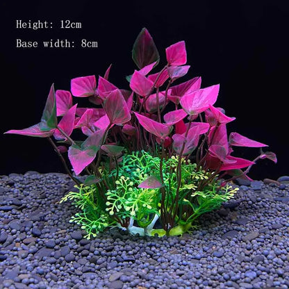 Artificial Aquarium Plant Decoration – Plastic Greenery with Resin Base