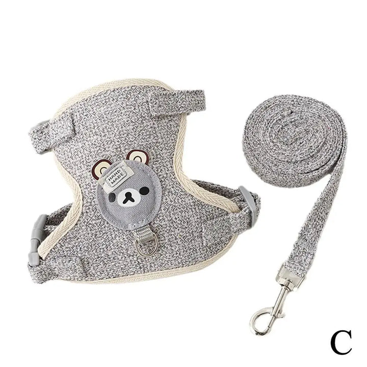 Adjustable Pet Leash with Chest Strap - Safe, Durable Polyester for Small Pets Ditzy Petunia