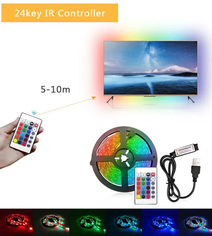 1-30M USB LED Strip Lights with APP Control | 5050 RGB Color Changing Flexible LED Light for Room Decor, TV Backlight, and Diode Lamp Tape Ditzy Petunia