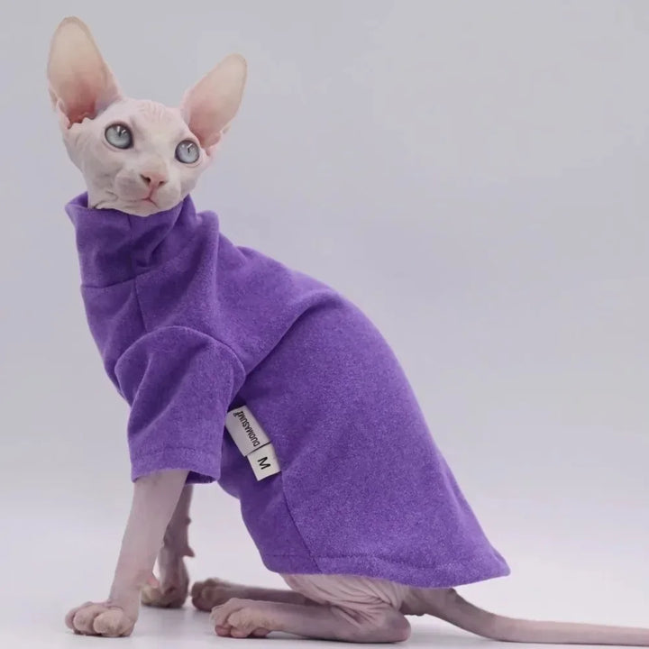 Sphynx Cat Clothes - Soft Cotton Winter Sweater for Hairless Cats, Cornish &amp; Devon Rex - Ditzy Petunia
