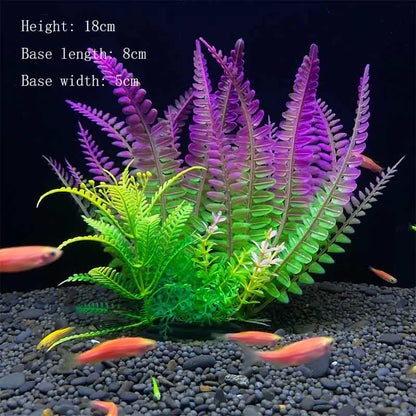 Artificial Aquarium Plant Decoration – Plastic Greenery with Resin Base