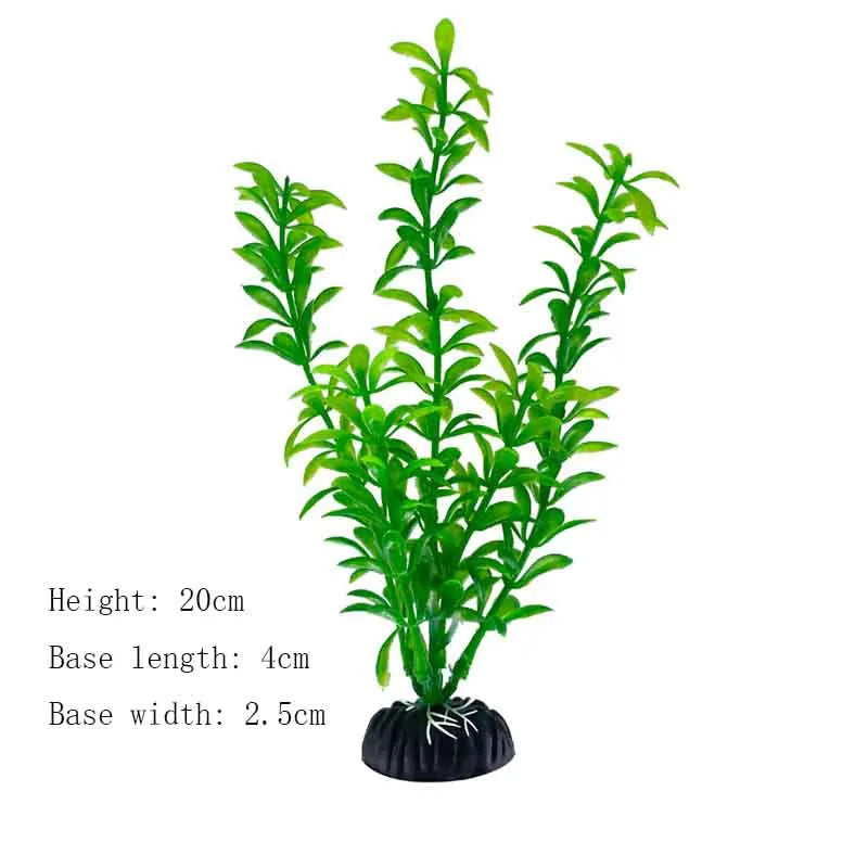 Artificial Aquarium Plant Decoration – Plastic Greenery with Resin Base