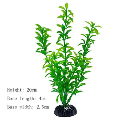 Artificial Aquarium Plant Decoration – Plastic Greenery with Resin Base