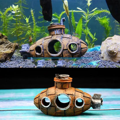 Resin Submarine Aquarium Ornament – Decorative Tank Decoration