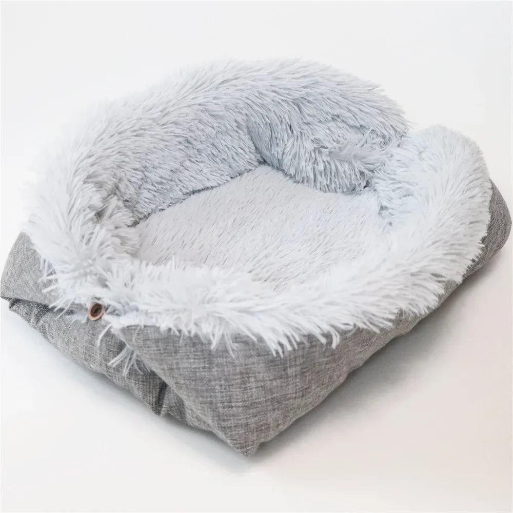 Foldable Plush Pet Bed Mat for Cats & Small Dogs — Eco-Friendly 2-in-1 Washable Sleeping Pad