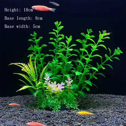 Artificial Aquarium Plant Decoration – Plastic Greenery with Resin Base